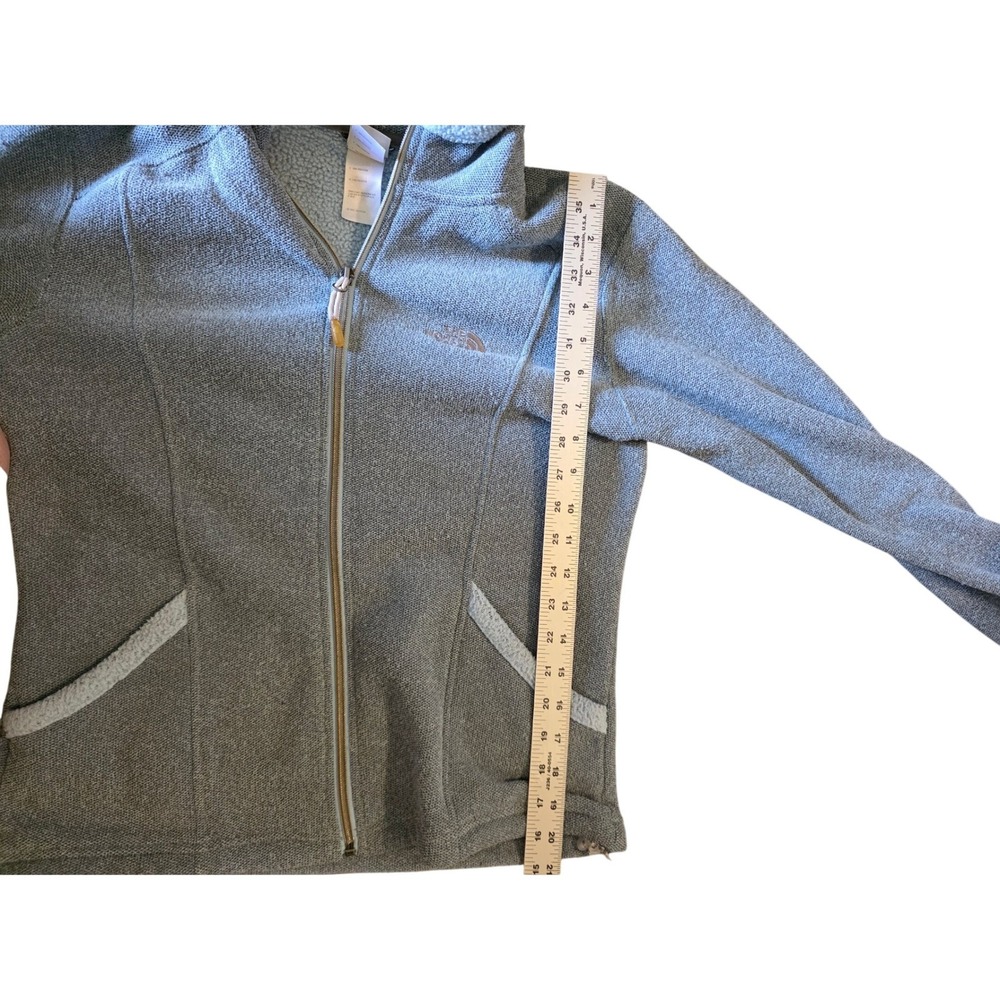 The North Face Crescent Hooded Fleece Jacket Grey Full Zip Sweater Womens Medium - Picture 4 of 8